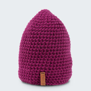 mössa virkad vinröd